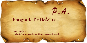 Pangert Arikán névjegykártya